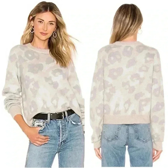 Rag & Bone Leopard-Print Mohair-Blend Crewneck Sweater Size Medium - Picture 2 of 7